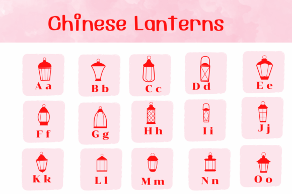 Chinese Lanterns Font PNG with transparent background - Preview 1