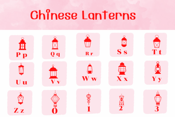Chinese Lanterns Font PNG with transparent background - Preview 2