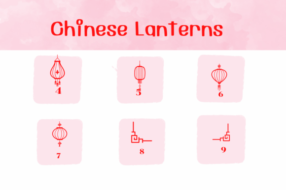 Chinese Lanterns Font PNG with transparent background - Preview 3