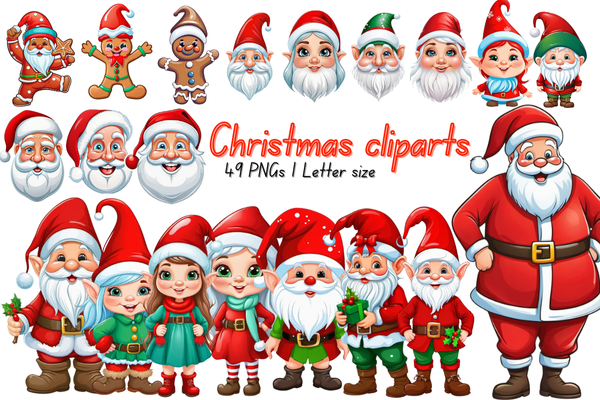 Christmas Characters Cliparts PNG Bundle - photo 1
