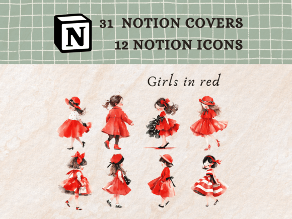 Girls in Red Notion Icons