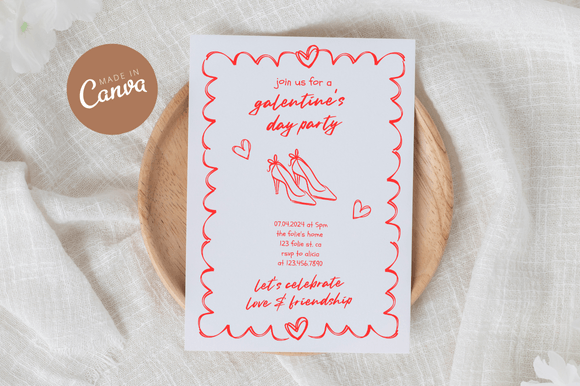 Handdrawn Galentine's Invitation Bundle