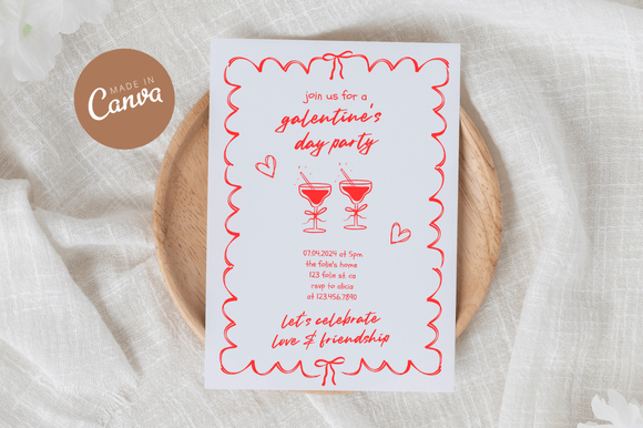 Handdrawn Galentine's Invitation Canva