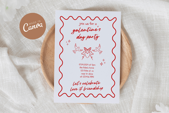 Handdrawn Galentine's Invitation Canva