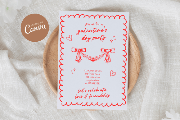 Handdrawn Galentine's Invitation Canva