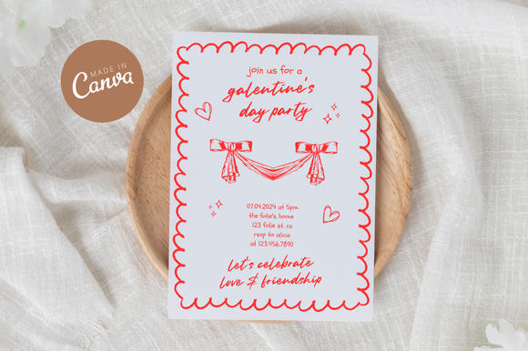 Handdrawn Galentine's Invitation Canva