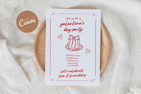 Handdrawn Galentine's Invitation Canva