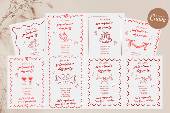 Handdrawn Galentine's Invitation Canva