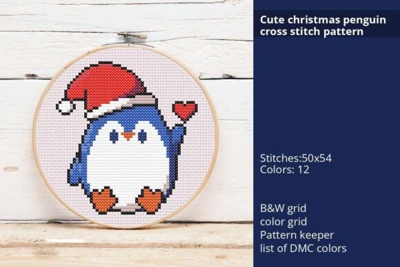 Cute Christmas Penguin Cross Stitch