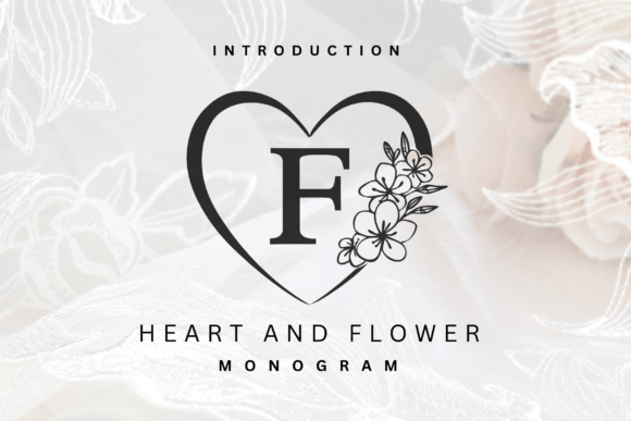 Heart and Flower Monogram Decorative Font By Pui Art