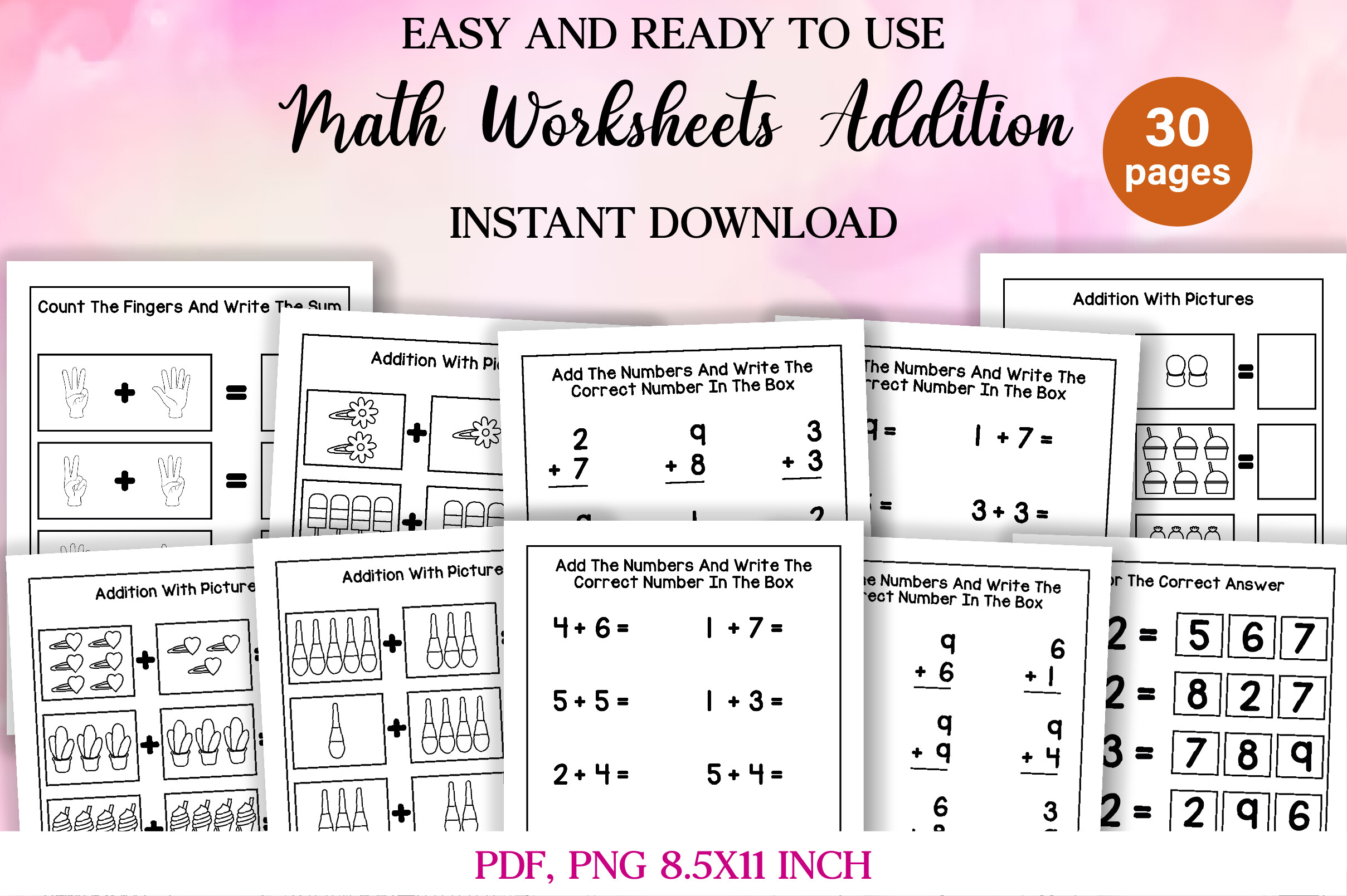 Math Addition Workbook for Kindergarten