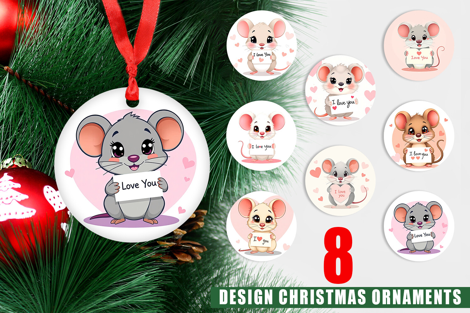 Ornament Valentine Mouse Cartoon Graphic by Artnoy · Creative Fabrica