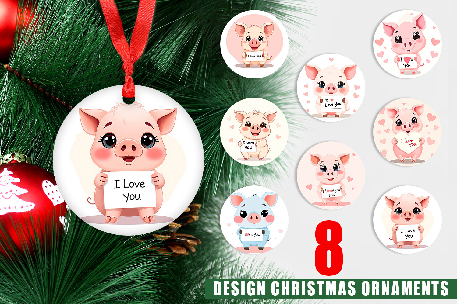 Ornament Valentine Pig Cartoon Graphic by Artnoy · Creative Fabrica