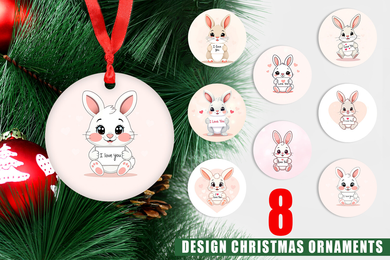 Ornament Valentine Rabbit Cartoon Graphic by Artnoy · Creative Fabrica