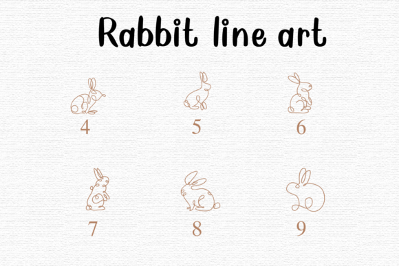 Rabbit Line Art Font PNG with transparent background - Preview 3