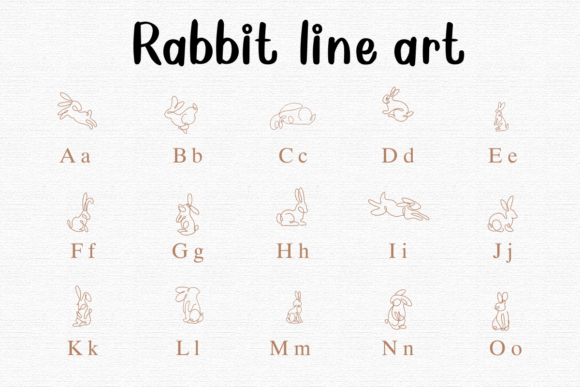 Rabbit Line Art Font PNG with transparent background - Preview 1