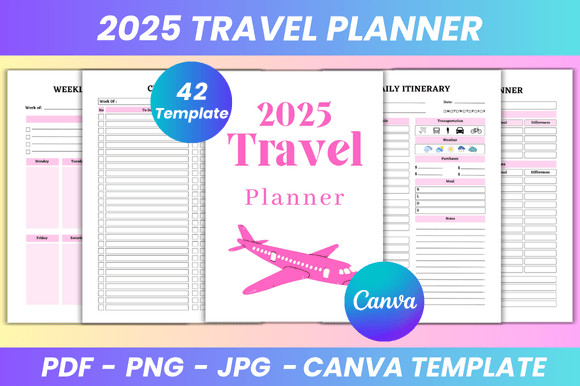 Travel Planner Canva Kdp Interior Graphics