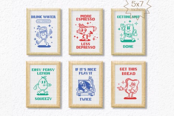 6 Trendy Quote Cross Stitch Patterns PDF