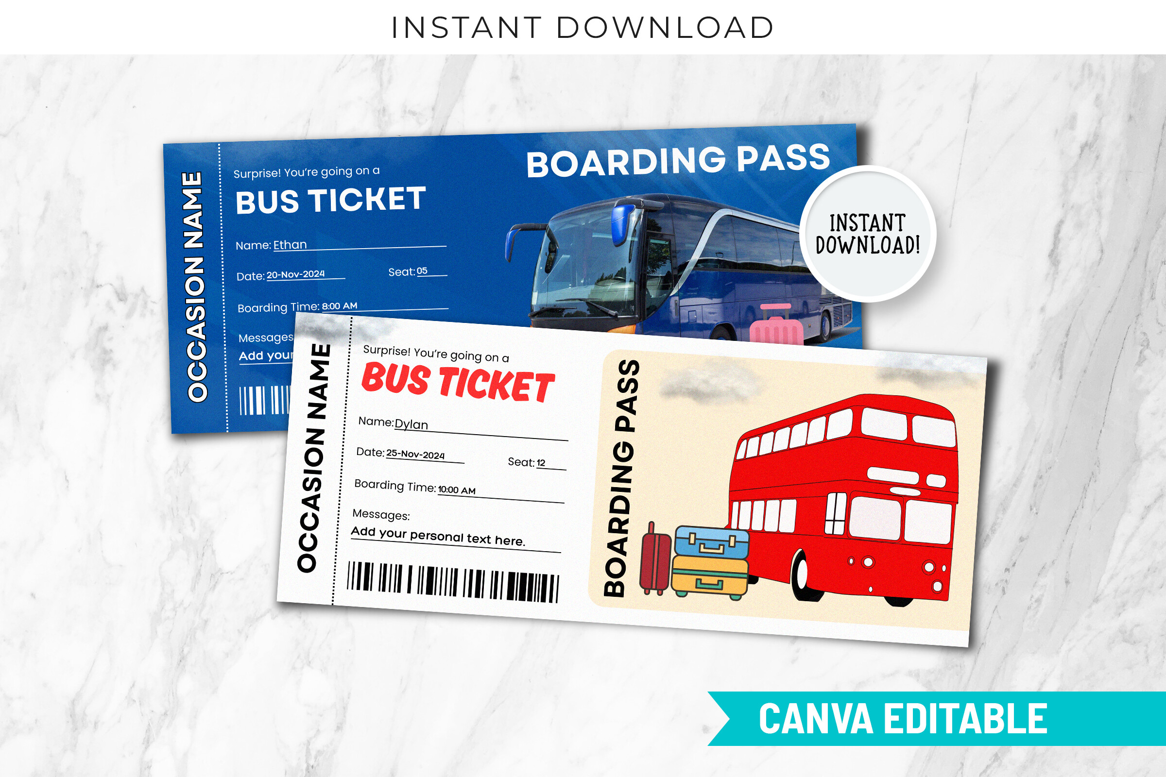Bus Ticket Printable Custom Templates