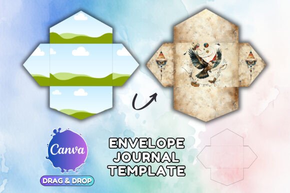 Canva envelope journal folio template with editable frames