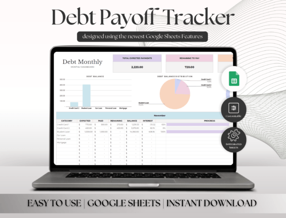 Debt Payoff Tracker Spreadsheet Graphic Teaching Materials By ThePlannersDelight