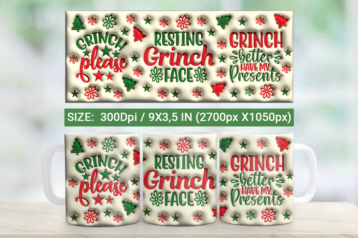 Grinch 3D Inflated 20oz Tumbler Wrap