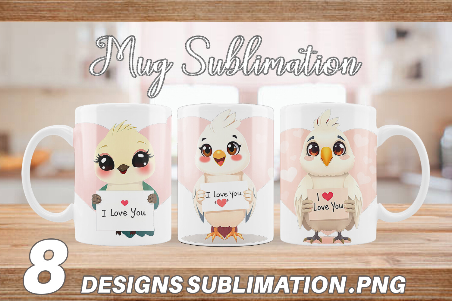 Mug Wrap Valentine Parrot Cartoon Graphic by Artnoy · Creative Fabrica