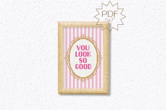 Pink Trendy Quote Cross Stitch Pattern