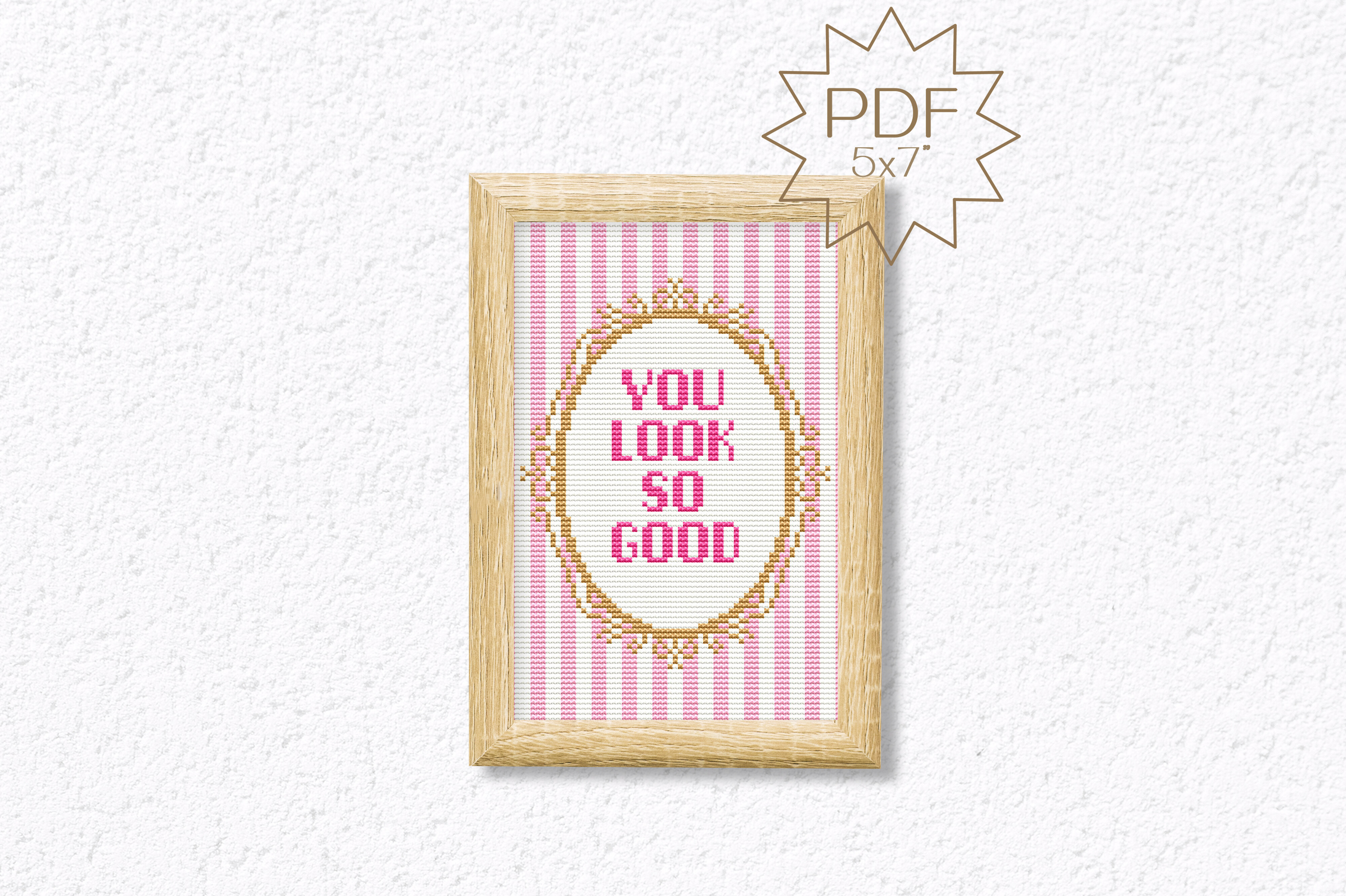 Pink Trendy Quote Cross Stitch Pattern
