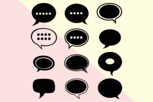 Speech bubble black silhouette set 4