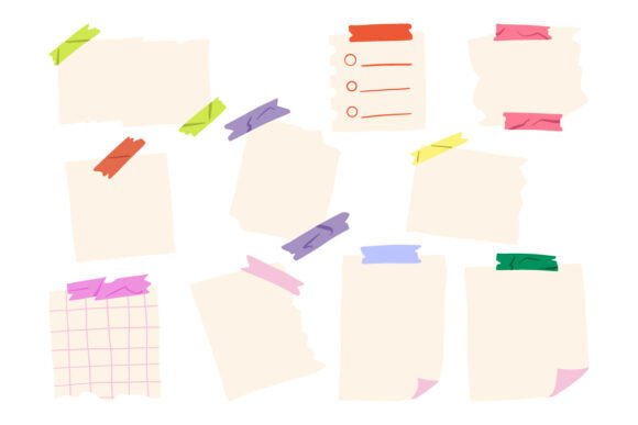 Sticky Notes with Decorative Tapes Grafik Symbole Von Musbila
