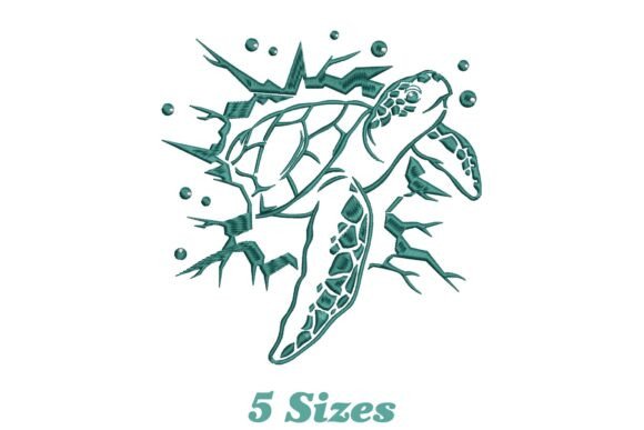 Turtle Break Through Reptiles Embroidery Design By EmbroideryEver