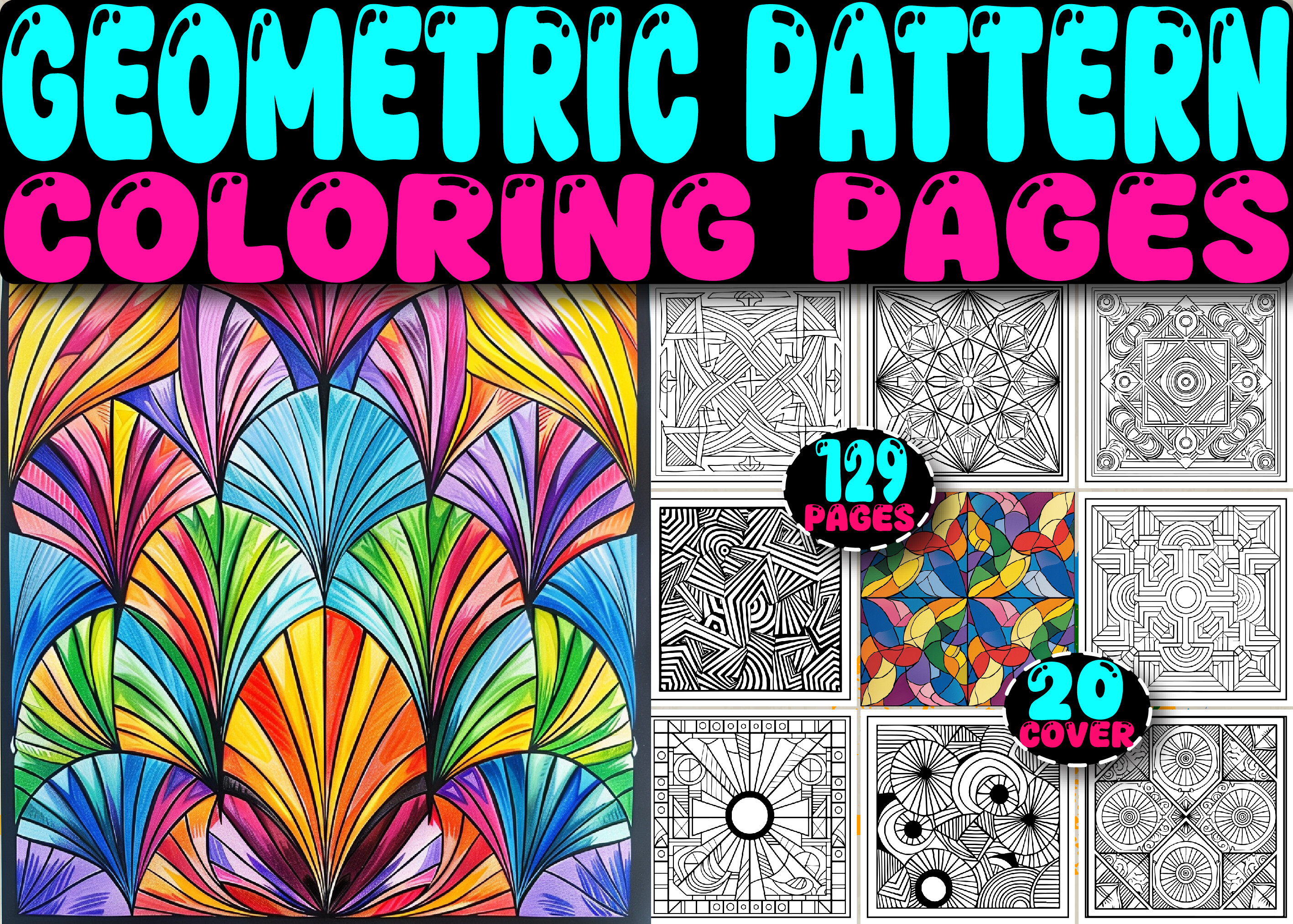 129 Geometric Pattern Coloring Pages Graphic by Cute Designer ...