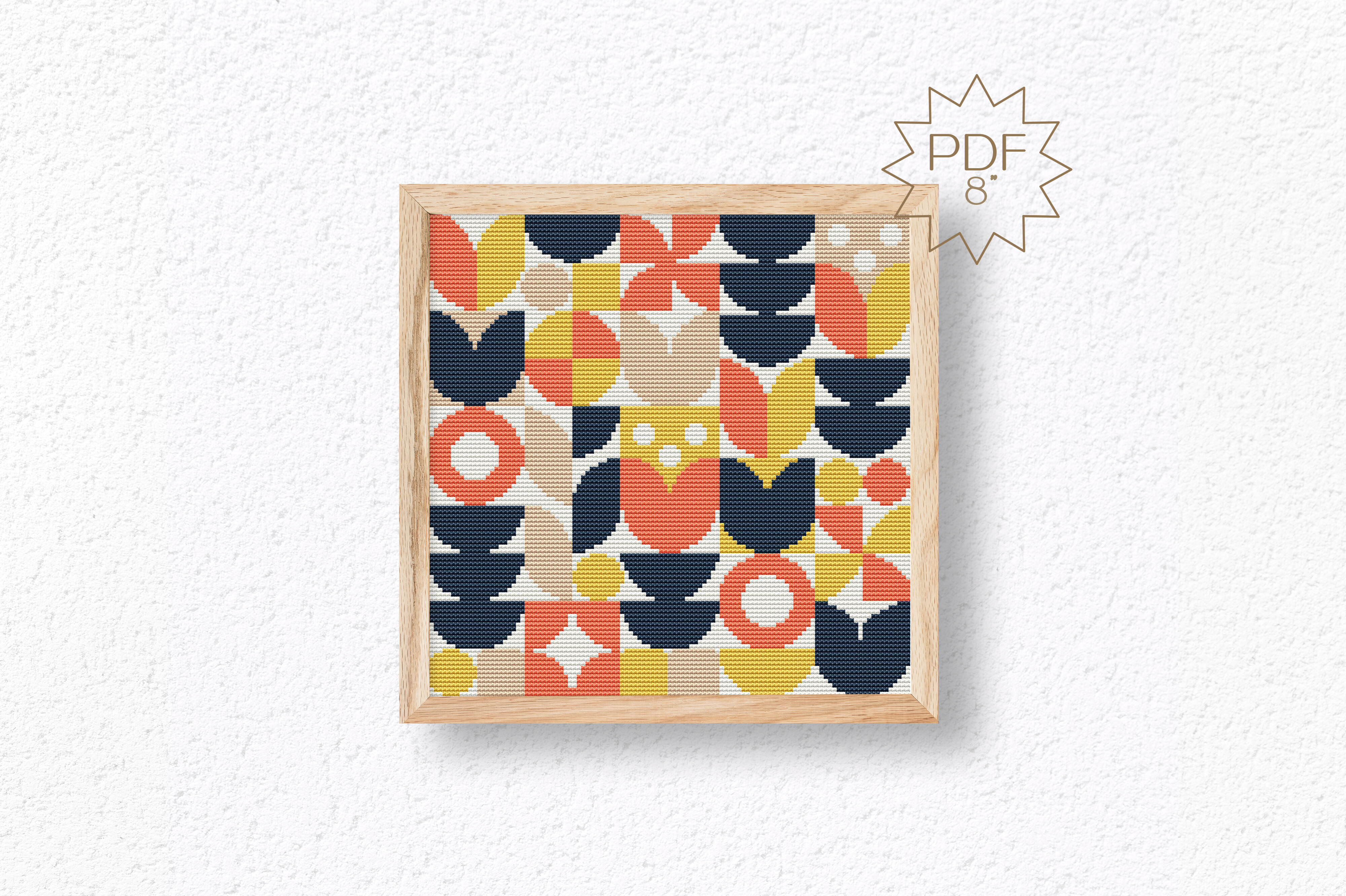 Abstract Mosaic Cross Stitch Pattern PDF