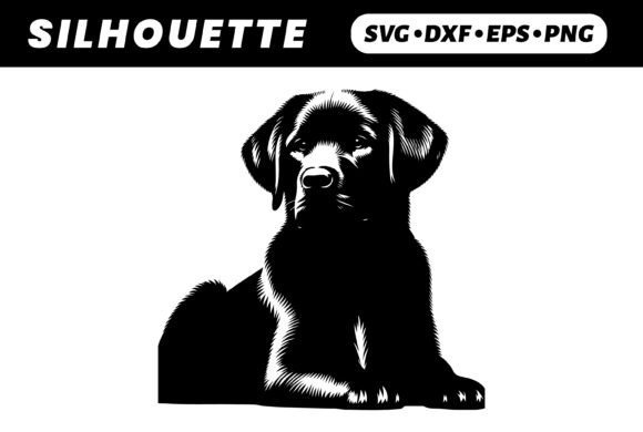 Black Lab puppy silhouette art PNG for sublimation tumblers mugs and HTV vinyl decals
