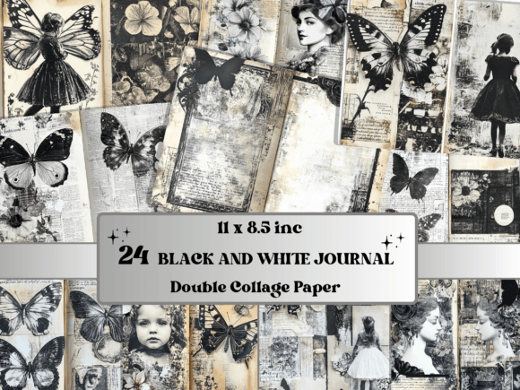 Black and White Junk Journal Paper