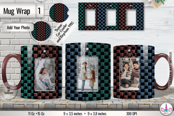 Checkered Photo Mug Wrap Sublimation Graphics