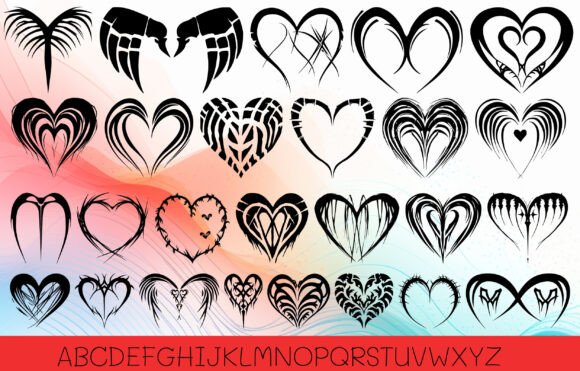 Heart Borneo Font PNG with transparent background - Preview 1