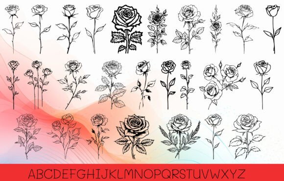 Rose Funny Font PNG with transparent background - Preview 1