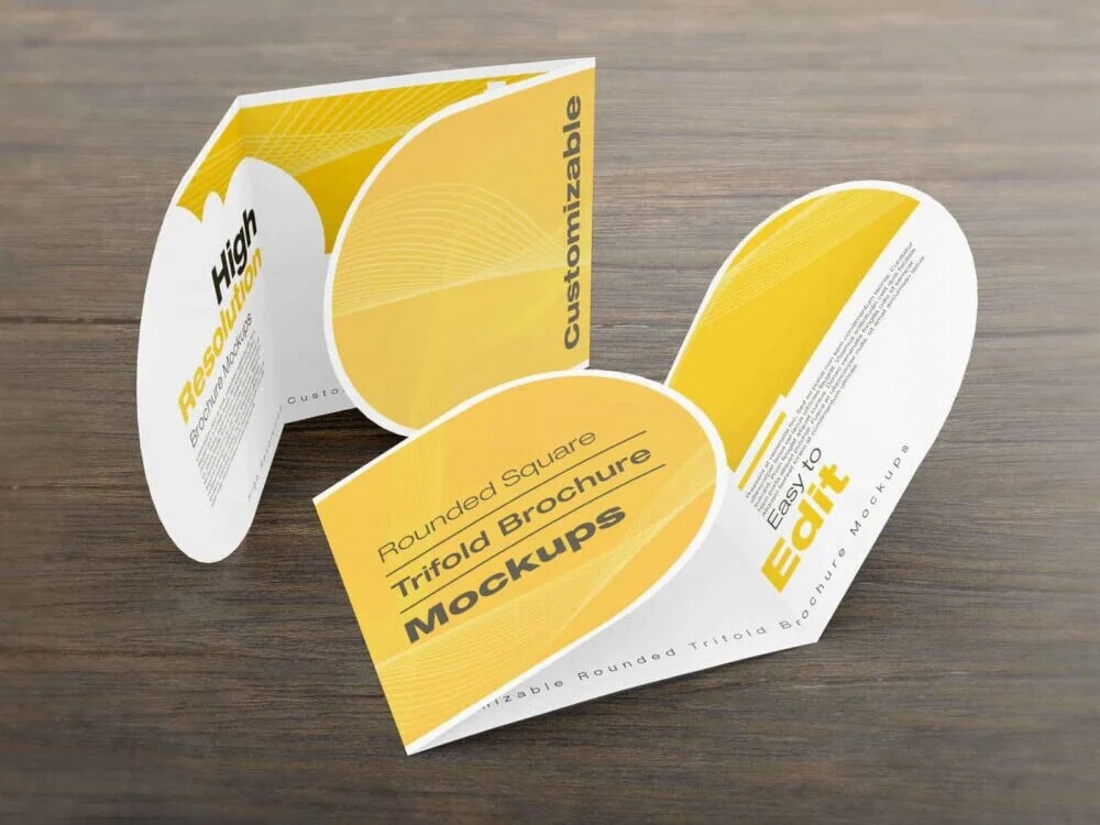 Rounded Square Tri-Fold Brochure Mockups Graphic by Vectogravic Design ...