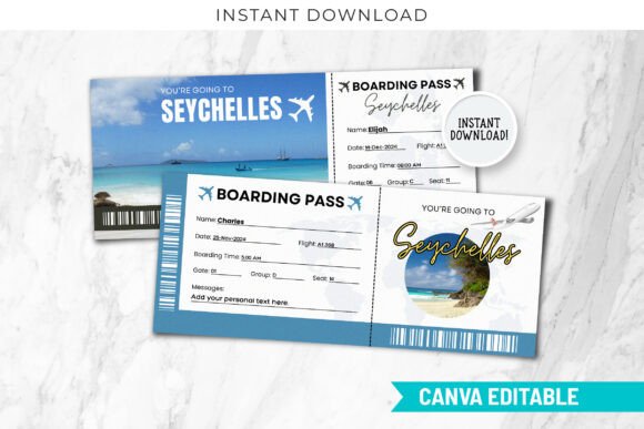 Seychelles Boarding Ticket Templates