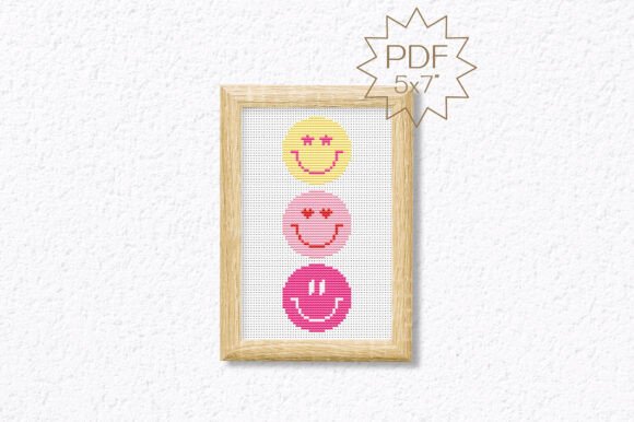 Smile Faces Cross Stitch Pattern Trendy