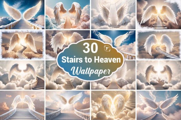 Angel Wings Stairs to Heaven Background