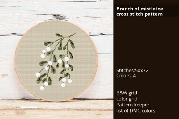 Branch of Mistletoe Cross Stitch Pattern
