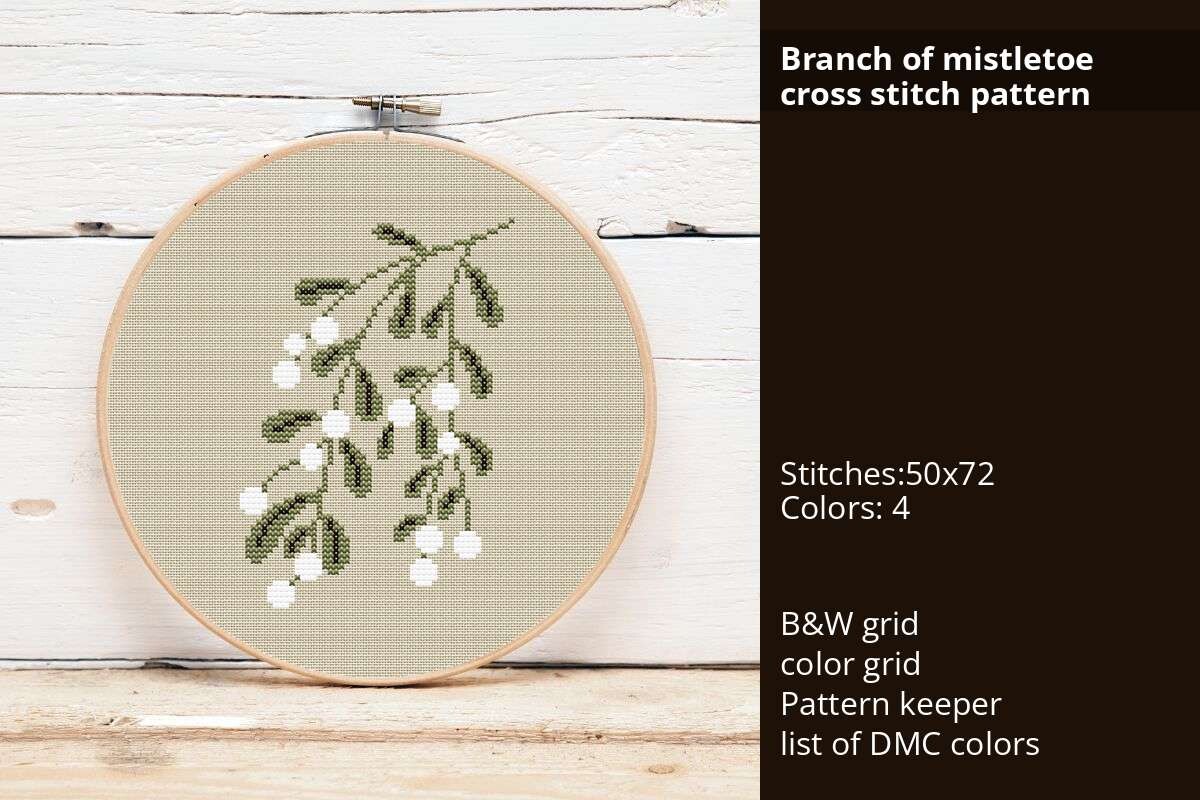 Branch of Mistletoe Cross Stitch Pattern