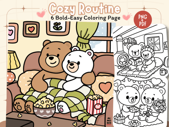 Cozy Routine Coloring Pages KawaiiBear