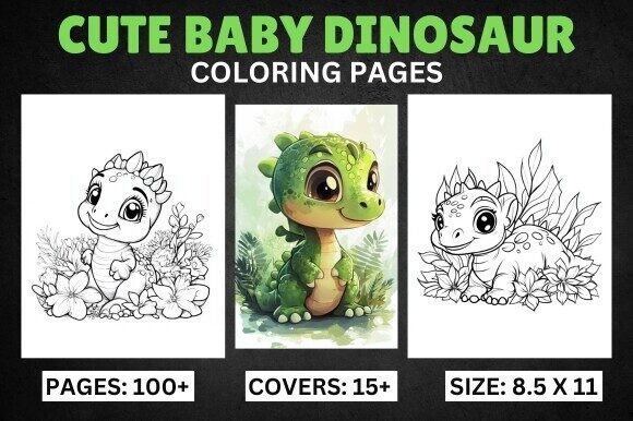 Cute Baby Dinosaur Coloring Pages