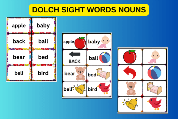 Dolch Sight Words Nouns Flash Card