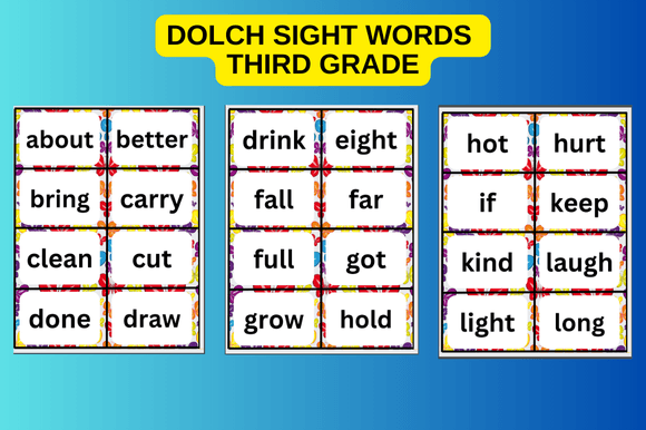 Dolch Sight Words Third Grade Flash Cards