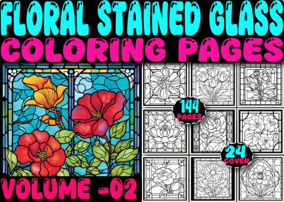 Floral Stained Glass Coloring Book Pages